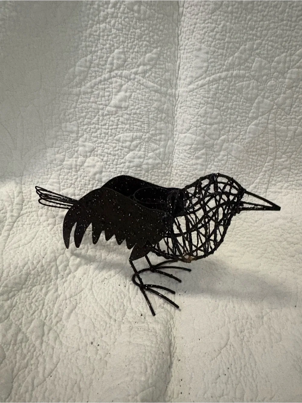 Pier 1 Black Woven Metal Bird tealight holder